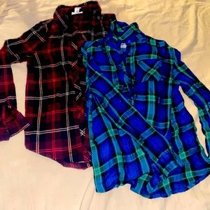 2 plaid shirts